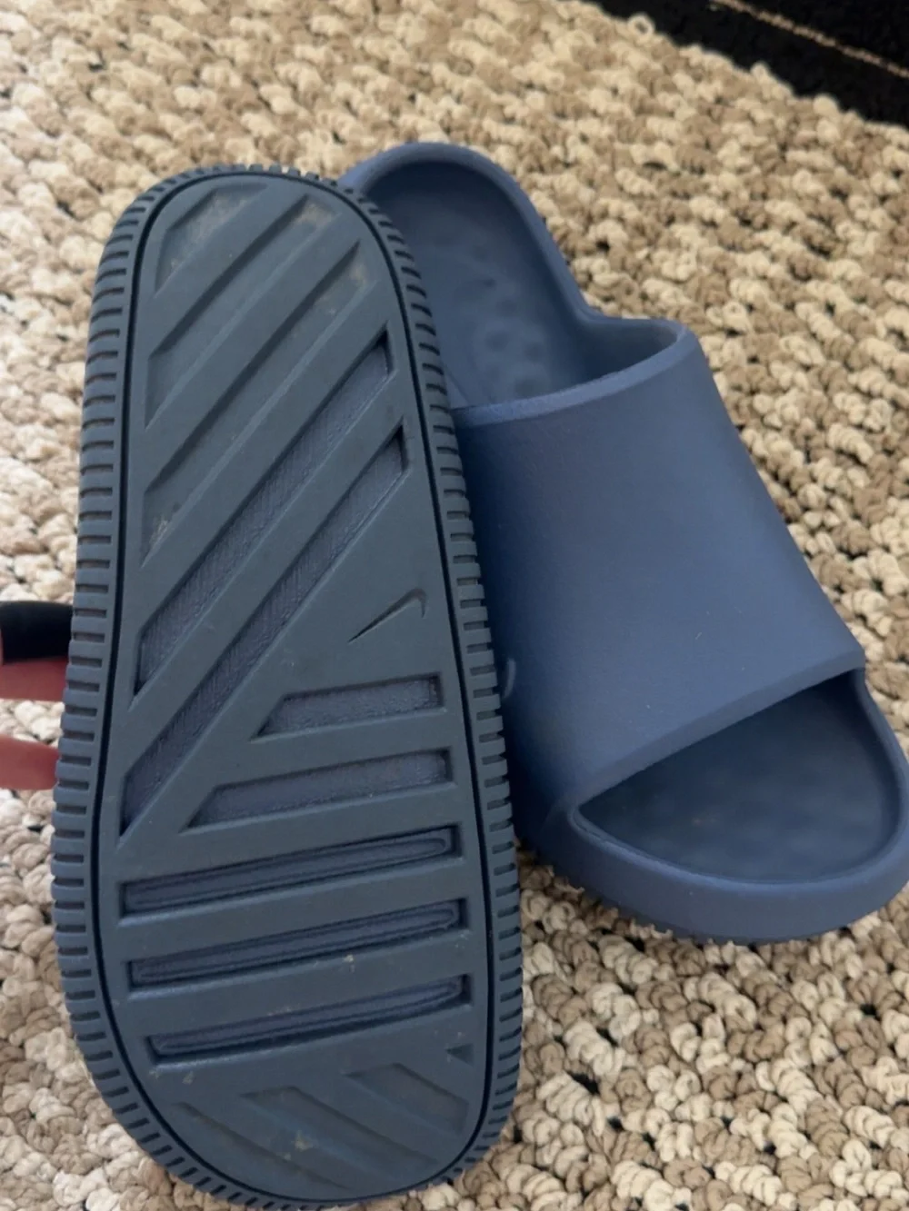 Nike Dark Blue Foam Slide Sandals with Swoosh